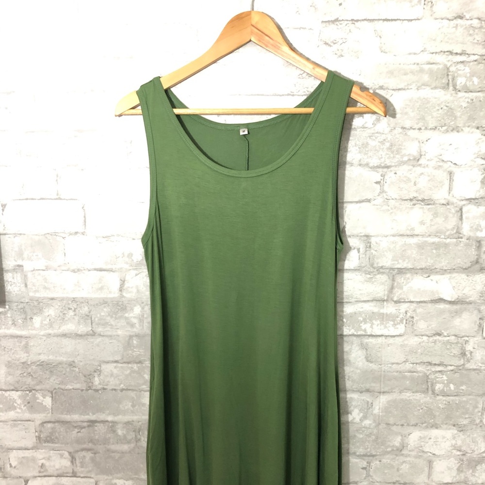 Cotton tank top dress with pockets